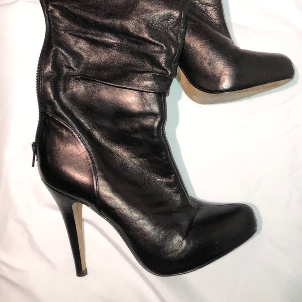 Black Leather Facade Boots